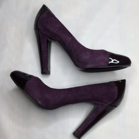 Lauren Ralph Lauren Purple Black Heels Pumps Size 5 B - Picture 5 of 6